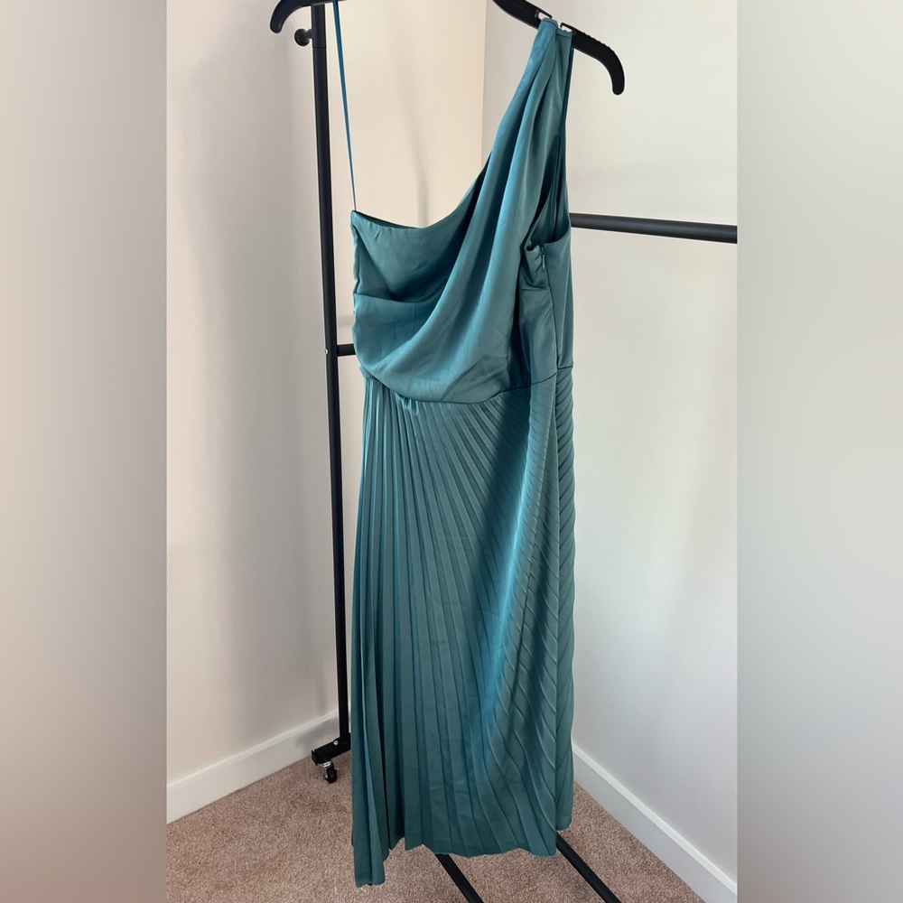 NWT Sam Edelman Beautiful Teal One Shoulder Pleated Dress Sz 8